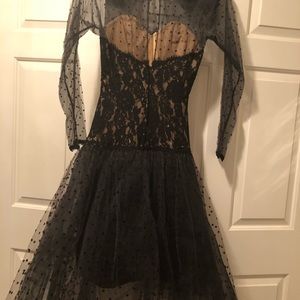 Dress, vintage, black and nude